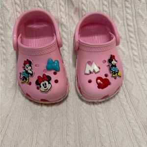 CROCS Pink Kids Slippers with Cartoon Accents